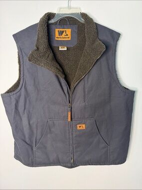 Wells Lamont Workwear Sherpa-Lined Canvas Vest Navy Charcoal Gray XXL